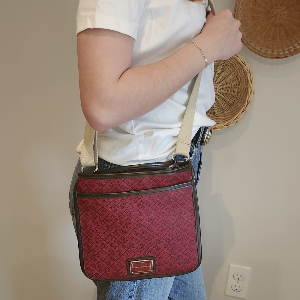 Tommy Hilfiger Red and Black Crossbody Bag